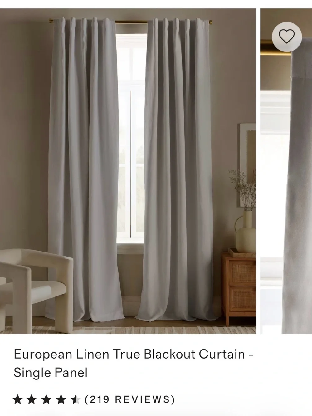 Quince European Luxe Linen Blackout Curtain Panels 48x96 (two panels)